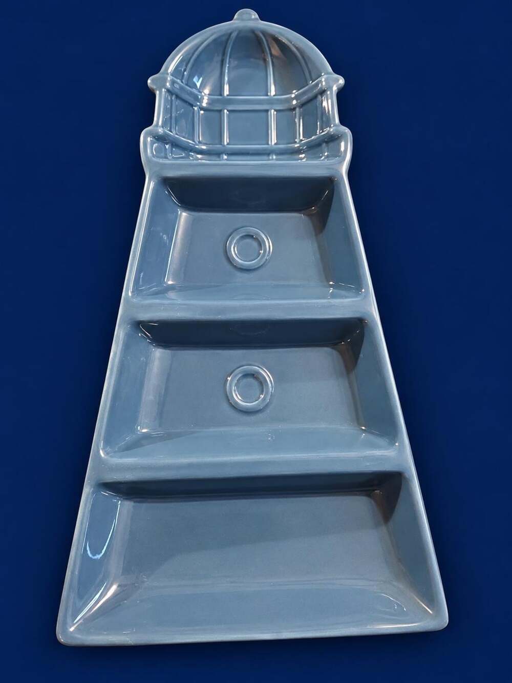 15-in Lighthouse Shaped Snack Server Four Sections Baum Brothers Seascape